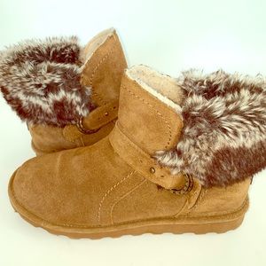 Bearpaw Bootie “Koko” Leather w/ Faux Fur